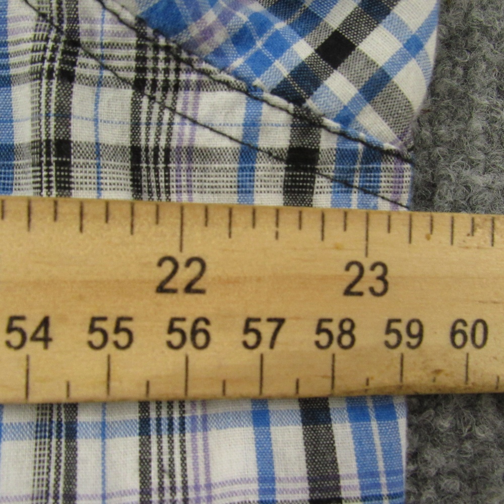 Vintage Wrangler Shirt Mens Medium Plaid Western Snap Buttons Rodeo No Size Tag - Picture 9 of 10